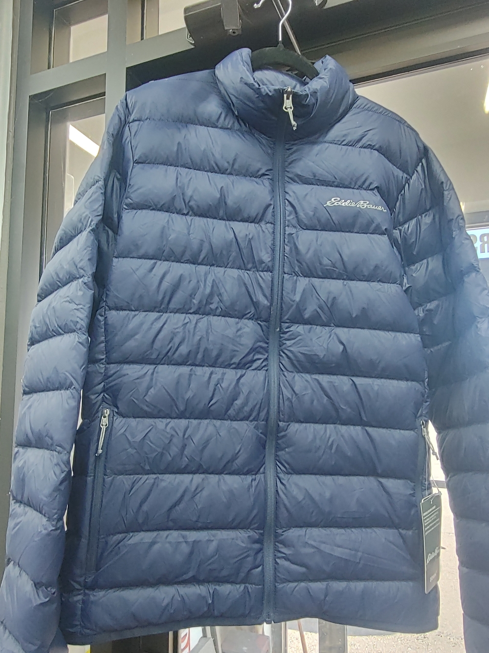 Eddie Bauer Men's Navy Quilted Packable Puffer Jacket